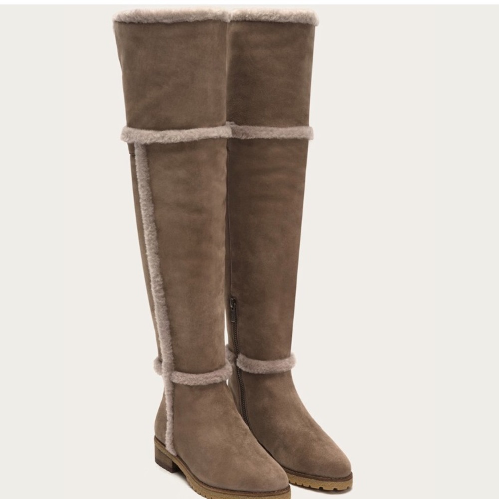 Frye Tamara Shearling Boots Taupe, 6
